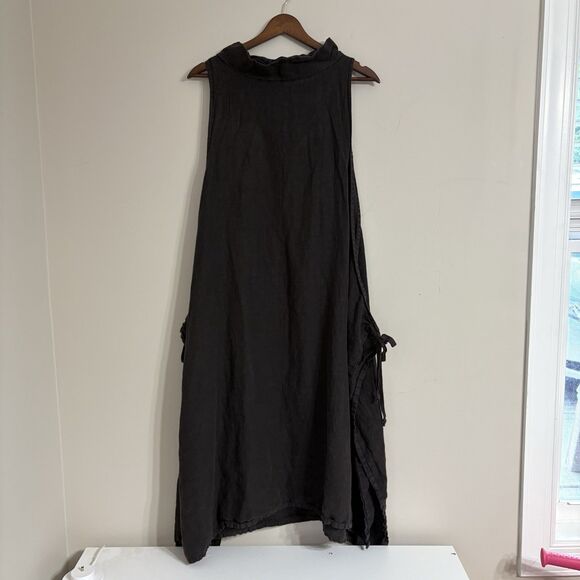 bryn WALKER S 100% Linen sleeveless Tunic Shirt top Brown casual Lagenlook Boxy - Picture 1 of 7
